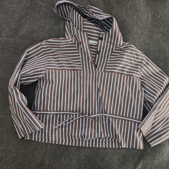 Kas Maria Tops - Striped Brown and White Hooded Jacket